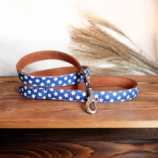 Blue Star Leather Dog Lead