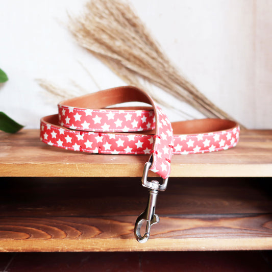 Red Star Leather Dog Lead