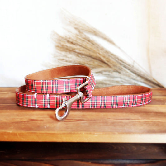 Tartan Leather Dog Lead