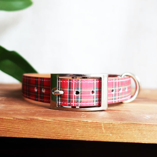 Tartan Leather Dog Collar